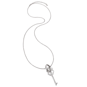 On Key Silver Plated Long Necklace-